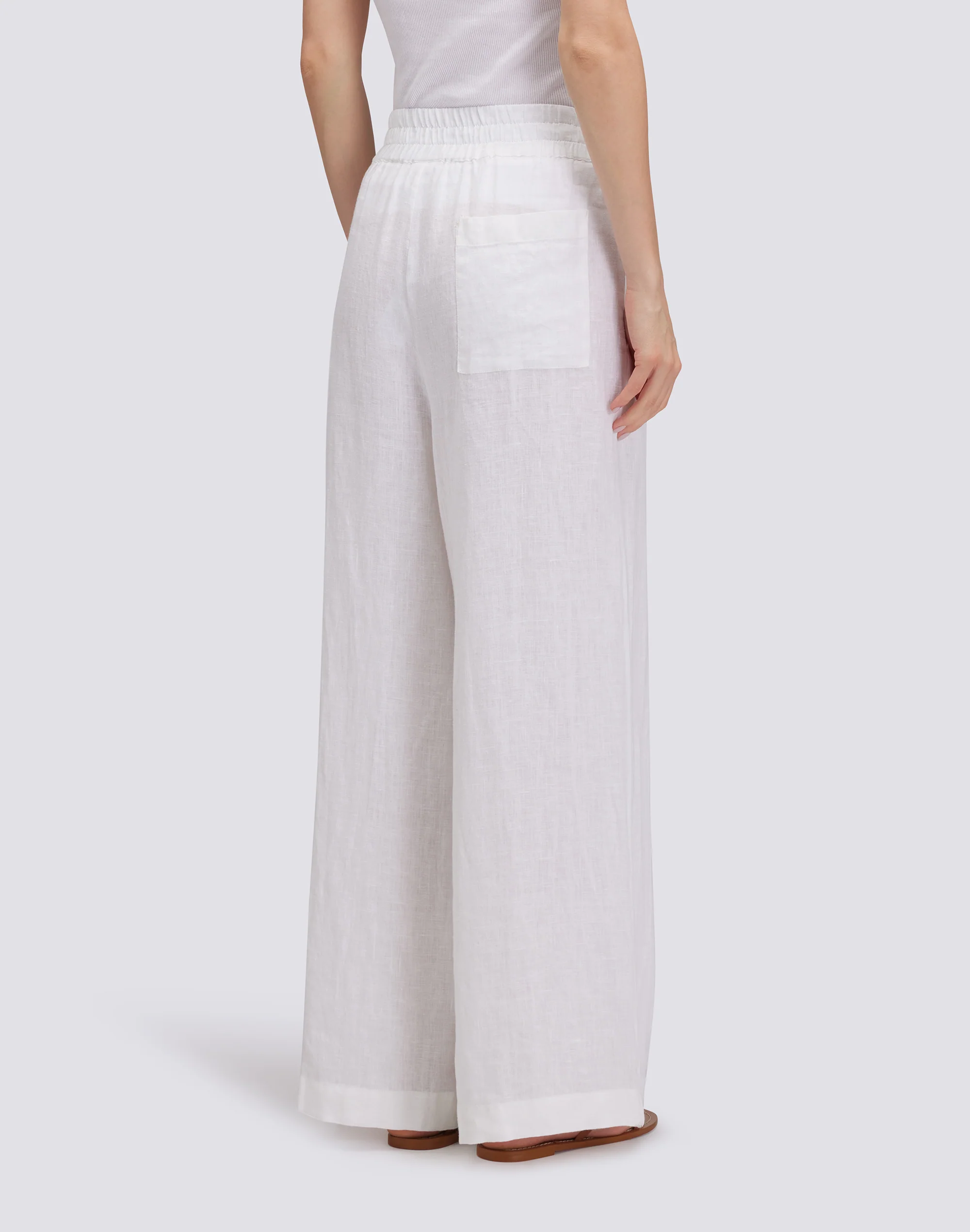 LONG PALAZZO TROUSERS IN GARMENT-DYED LINEN - Image 3